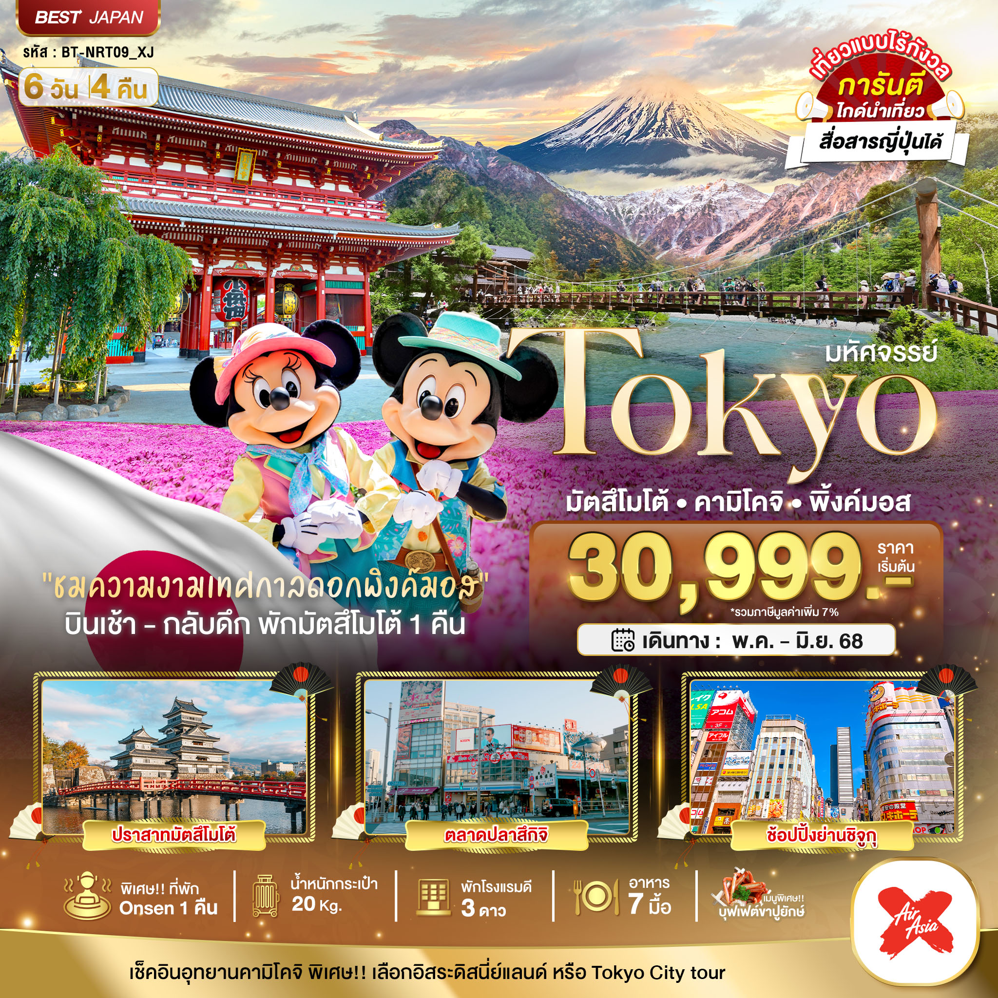 รับจัดทัวร์ โปรแกรมสุดฮอต!! มหัศจรรย์..TOKYO มัตสึโมโต้ คามิโคจิ พิ้งค์มอส (6 วัน 4 คืน)